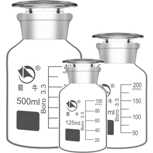 High Borosilicate White Wide Mouth Bottle High Temperature Resistant Reagent Bottle Laboratory 60ml /125ml /250ml /500ml /1000ml