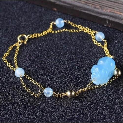 Bracelet aquamarine Piglet Bracelet Carved Zodiac Pig Fortune Pig Natural Multi-ring Crystal браслет браслет для женщин
