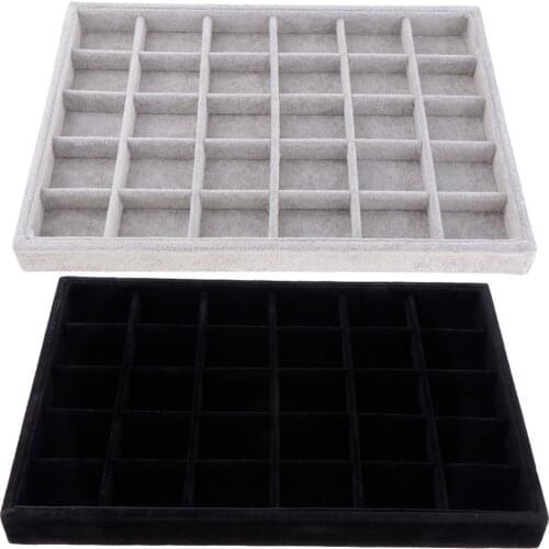 Black Grey Velvet Jewelry Display Tray Earrings Necklace Bracelet Watch Anklet Display