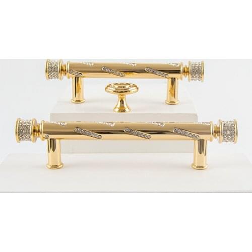 Zinc alloy handles Kitchen Gold handles bedroom furniture crystal handles door knobs and handles for drawers