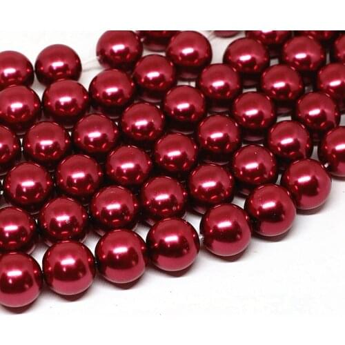 Hot sale dark red imitation pearl shell round loose beads fashion women high quality jewelry making 4-14mm 15inch B1609
