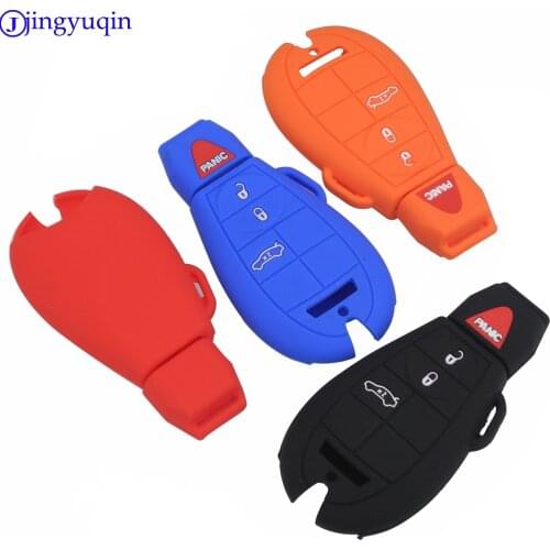 Jingyuqin 4 Button Remote Key Fob Silicone Case Skin Cover For Jeep for Dodge Ram Chrysler 300