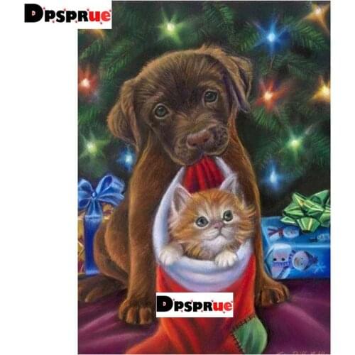 Kexinzu Full Square/Round 5D Diy Diamond Painting Cross Stitch Christmas Dog Cat Diamond 3D Embroidery Mosaic Home Decor 042