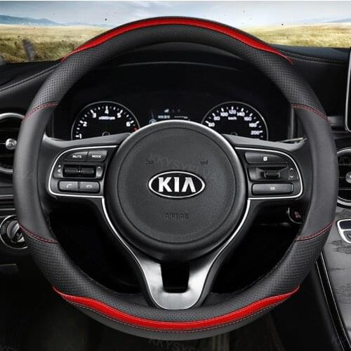 Carbon Fibre Leather Car Steering Wheel Cover for Kia Sportage Picanto Sorento Cerato Rio X Line Optima Auto Accessories