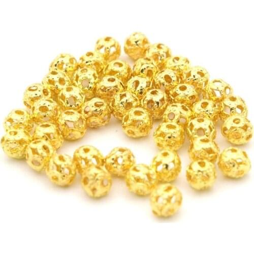 100pcs/lot 4MM Gold Color lRound Ball Loose Spacer Metal Hollow Out Beads For Jewelry Finding Diy Jewelry Handmade Accessories