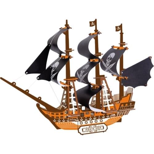 Laser Cutting Wooden 3D Buliding Blocks Sailing Pirate Ship Icebreaker Destroyer Assemble Model Kits Kids DIY Wood Toys