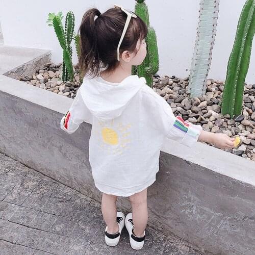 Summer Childrens Hooded Jackets Girls Boys Sun Protection Clothing Kid Beach Jacket Outwear Girls Travel Thin Sunscreen Coat