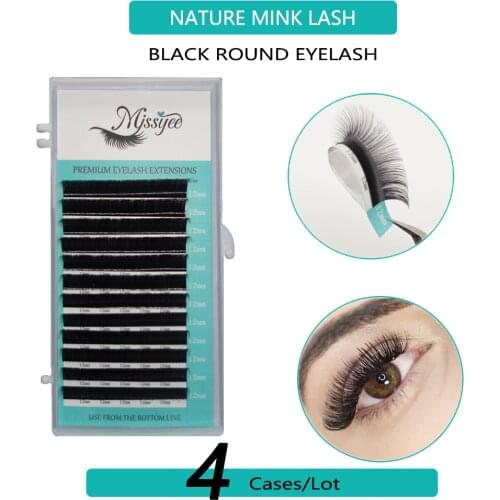 Missyee 4 cases 0.05mm 8~15mm MIX in one tray mink eyelash extension,natural eyelashes,individual false eyelash cilia lash