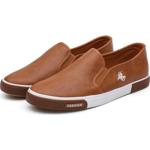 New Mens Leather Casual Lazy Shoes Loafers Mens Style Shoes Sneakers Retro Low to Help a Foot Business Four Seasons