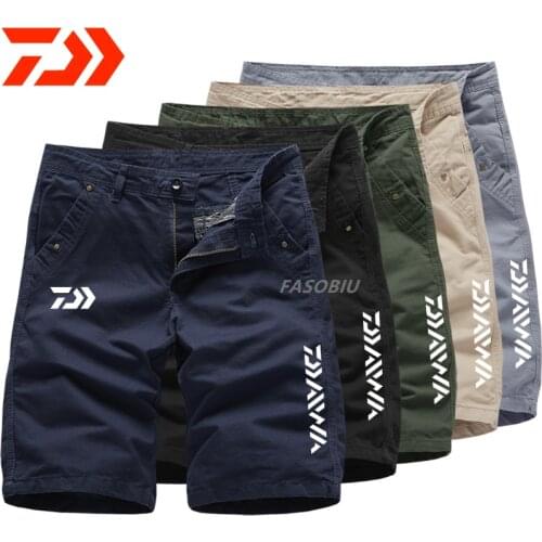 Daiwa Mens Fishing Pants Cotton Cargo Shorts Breathable Soft Solid Fashion Spring Summer Outdoor Camping Sport Fishing Shorts