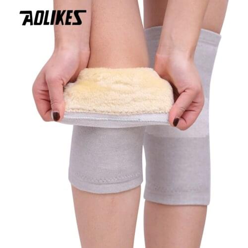 AOLIKES 1Pair Anti Cold Knee Pads Plus Gold Velvet Prevent Arthritis Keep Warm Knee Protector Support Breathable Thicken Kneepad