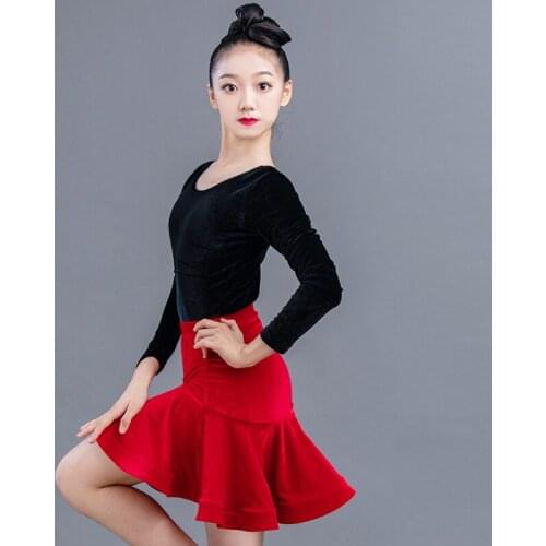 New Latin Dance Clothes For Kids Long Sleeve Practice Dress Professional Rumba Tango Samba Salsa Cha Cha Dance Costumes DQL4389