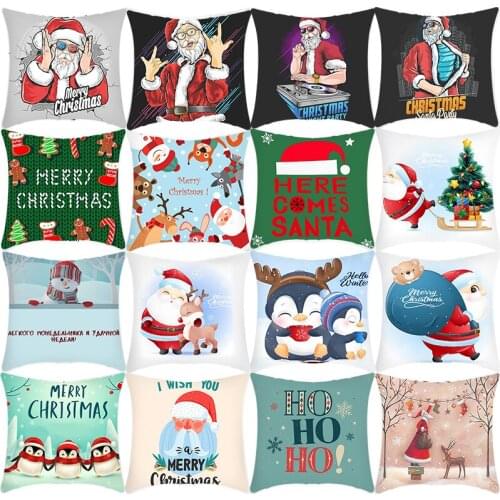 New Christmas Cartoon Printed Cushion Cover 45*45cm Home Decor Polyester Pillow Covers Sofa Cushions Pillow Cases Dropshipping