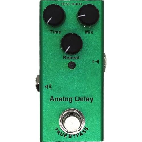 Electric Guitar Effects Pedal Analog Delay Green True Bypass Time Mix Repeat