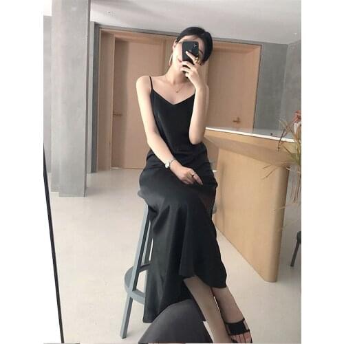Sexy Spaghetti Strap Summer Dress Women Satin Lace Up Trumpet Long Dress Elegant Bodycon Party Dresses Vestido Robe Longue Femme