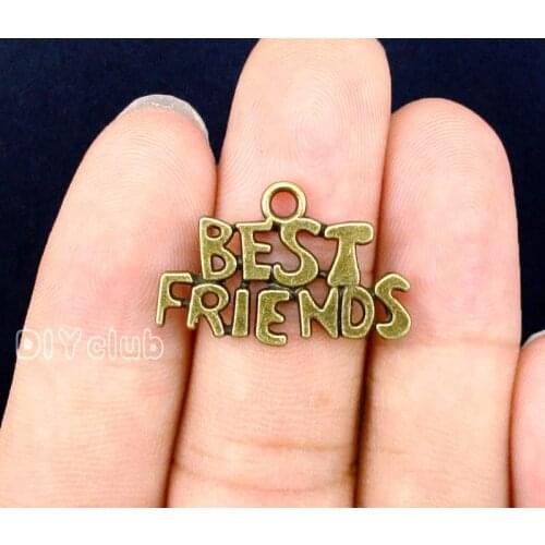 70pcs-Antique Bronze Best Friends Charms 24x15mm