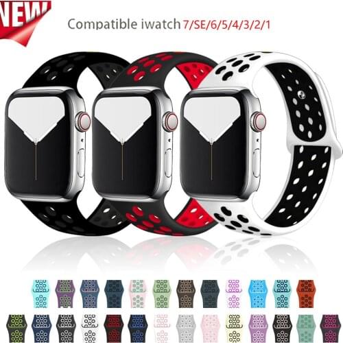 Silicone Breathable Sport Belt Strap For Apple Watch Band 40 44mm 38mm 42mm Rubber Smartwatch Wristband iWatch serie 3 se 4 5 6