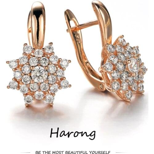 High Quality Octagonal Star Bronze Crystal Stud Earrings Zircon Aesthetic Gift Jewelry Accessories Earrings For Woman Girl