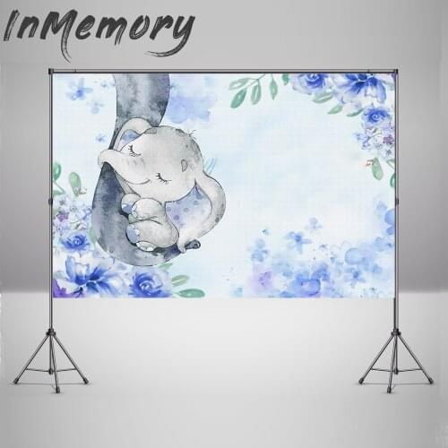 Elephant Background Baby Shower 1st Birthday Tree Flower Photography Backdrop Newborn Party Photocall Banner