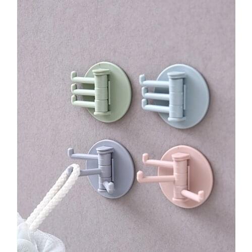 Modern Nordic Style Hooks 3-hook Rotating Hook Kitchen Bathroom Bedroom Wardrobe Door Wall Universal Hook Self-adhesive Durable