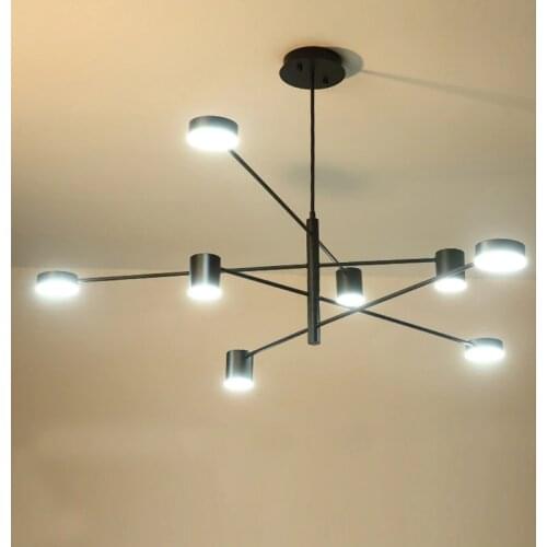 Modern Chandeliers 8 arms Gold Black Lighting Fixtures Aluminum Fixture Restaurant Living Dining Room Lustre Hotel Kitchen Lamps