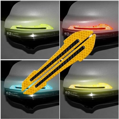 2pcs Precut Reflective Marking Tape Strip Stickers Rearview Mirror Anti-Collision Safety-Warning Sign Decals Car Reflect Sticker