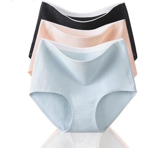 Cotton underwear women high waist sexy comfortable absorption breathable underpants solid color simple stretch briefs girls