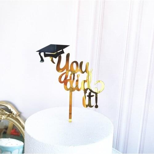 You did it Cake Topper Congrats Grad Gold Acrylic Cake Topper for Graduations College Graduate Celebration Party Cake Decoration