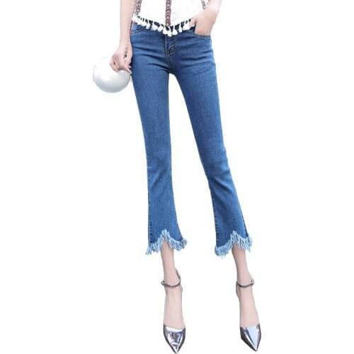 2018 summer flared boyfriend for women jeans woman skiny jeans with high waist slim sexy denim pants femme Cheap wholesale