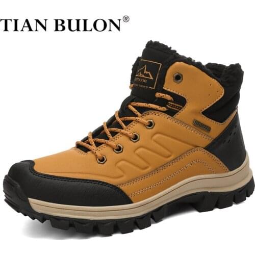 Winter Casual Boots Couple Outdoor Hikking Sneakers Mens Snow Ankle Boots Plush Waterproof Mens Non-slip Work Boot Bota Hombre