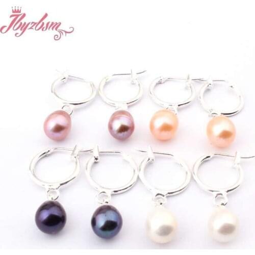 7x8-8-9mm Oval Genuine Freshwater Pearl Beads Natural Stone Beads Fashion Jewelry Earrings For Woman Christmas Gift 1 Pair