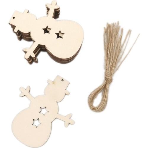 10PCS Wooden Snowman Wooden Christmas Series Pendants Decoration Wood Crafts Christmas Ornaments Home Decor Supplies