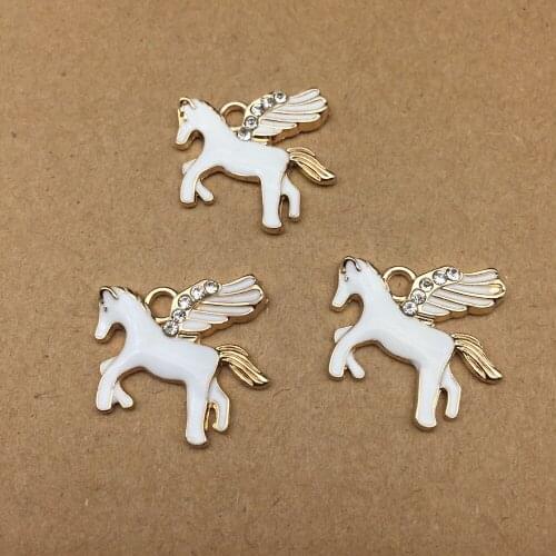 10pcs 22x25mm Korean jewelry accessories enamel crystal horse Pegasus charms Necklace Earrings bag PENDANT HANDMADE DIY material