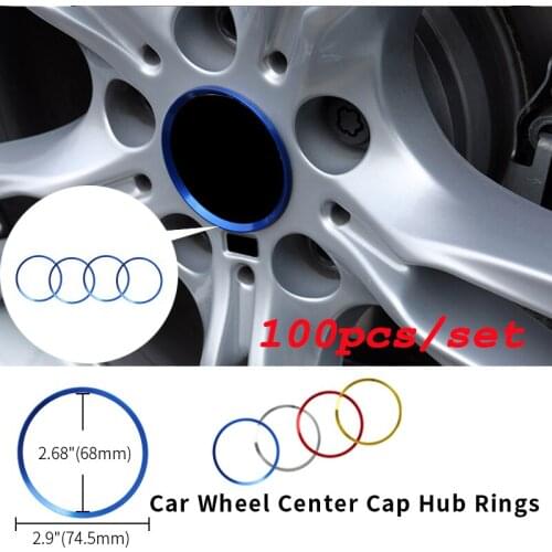 100pcs Wheel Hub Decorative Ring Aluminum alloy Center Hub Caps Decoration for E60 E90 F10 F30 F15 E91 E92 E93 Car Styling
