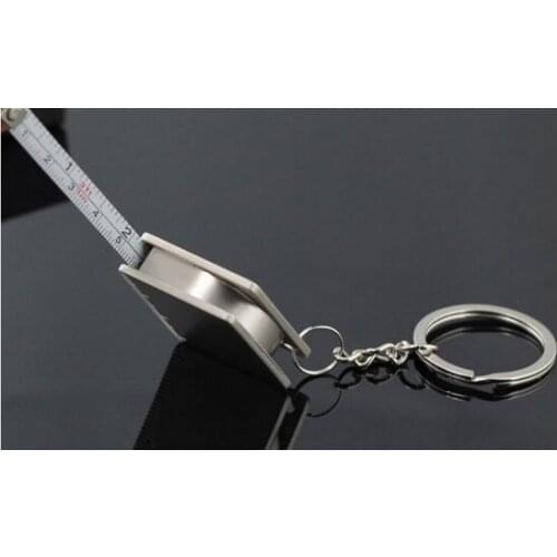 100pcs/lot fedex fast creative style woman man alloy square tape keychain mini Tape Measure Key ring