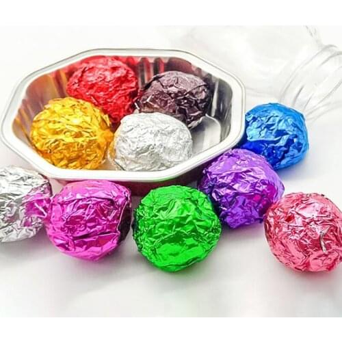 100Pcs/Set Foil Candy Package Paper Chocolate Aluminum Candy Sugar Food Tin Joyful DIY Baking 10 Colors Christmas Tree Gifts