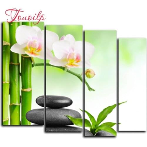 4pcs,Full,square&round Diamond Embroidery,Magnolia,bamboo Diamond Painting,Cross Stitch,3D,Diamond Mosaic,diamond pattern,Crafts