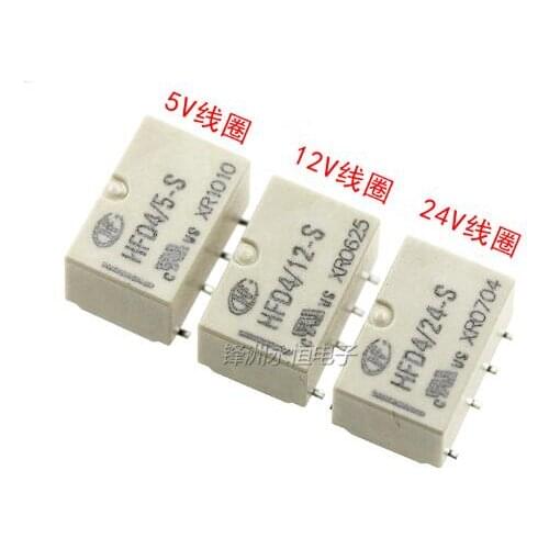 6pcs HF Relay HFD4-3V-S HFD4-4.5V-S HFD4-5V-S HFD4-12V-S HFD4-24V-S 2A relay SMD 8 pin 5V/12V/24VDC relay