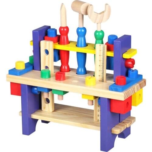 Montessori Wooden Tool Workbench Toddler Bench Workshop Set Pretend Carpenters Play with Toolbox Building Construction Toy
