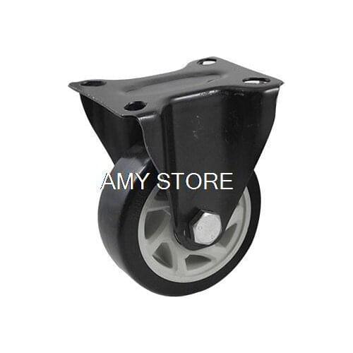 Hand Trolley Part Single Wheel 4" Dia Roller Flat Metal Plate Fixed Caster Black