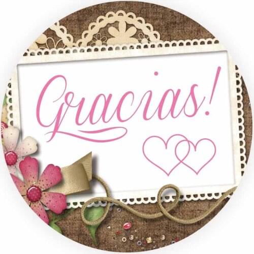 DouxArt 100 PCS 40MM Stickers Seals Gracias, Double Heart Wedding Favors Party Communion Baptism Marriage Invitation Labels