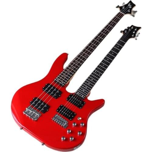 Double head electric guitar 6 string 4 string bass guitar basswood body 43 inch high gloss guitar new arrival with small flaw