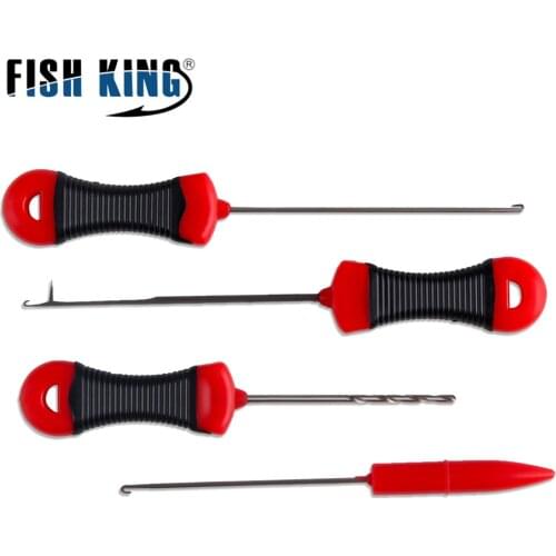 FISH KING Carp Fishing Accessories Boilie Needle Set Kit Tool Stainless Baiting Drill Stringer Needle Fishing Tool