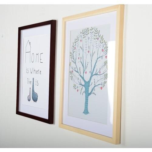 A1 A2 Black White Red Blue Color Nature Solid Wooden Frame Picture Photo Frame With Mats For Wall Mounting Hardware Included