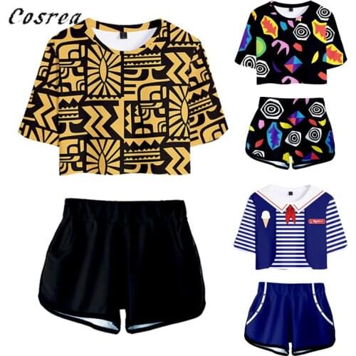 Stranger Things 3 Cosplay T Shirt Shirts + Shorts Sets Girls Eleven costume T-shirt Short Sleeve Womens Sportswear Harajuku Tees
