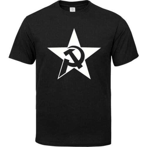 New Pure cotton Short brand T Shirt Mens large size T Shirt Slim Fit Hammer and Sickle in Printed t-shirt men plus Size XS -3XL