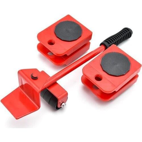 Furniture Mover Tool Transport Lifter Heavy Stuffs Moving 4 Wheeled Roller with 1 Bar Set