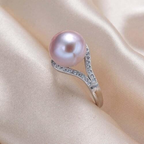 925 Silver Jewelry Classic Pearl Open Resizable Rings Fine Accessories for Wedding Engagement Party For Girlfriend&Wife Gift