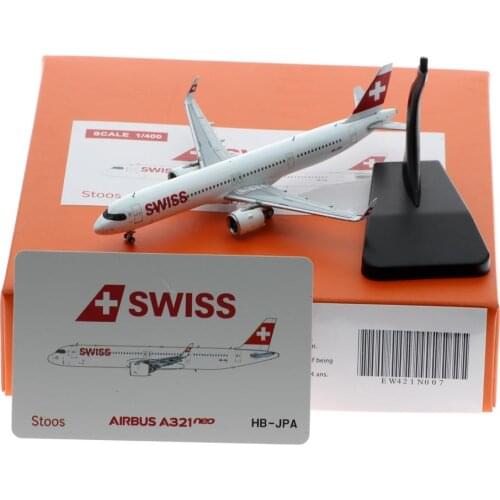 1:400 Alloy Collectible Plane Gift JC Wings EW421N007 SWISS Airlines Airbus A321NEO Diecast Aircarft Jet Model HB-JPA With Stand