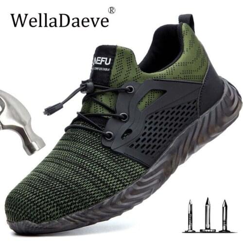 Men Women Steel Toe Air Safety Shoes Light Breathable Outdoor Work Sneakers Puncture Proof Indestructible Reflective Ankle Boots
